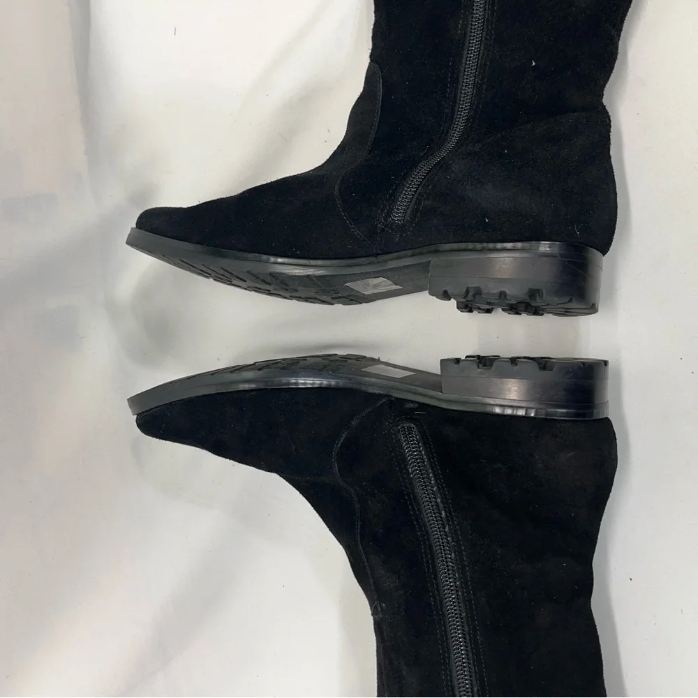 ALFANI VERMONT SUEDE LEATHER SHEARLING TRIPLE BUCKLE RIDING‎ BOOT WOMEN 7 BLACK